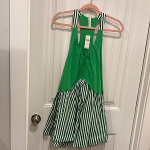 Anthropologie Green and Black Striped Dress